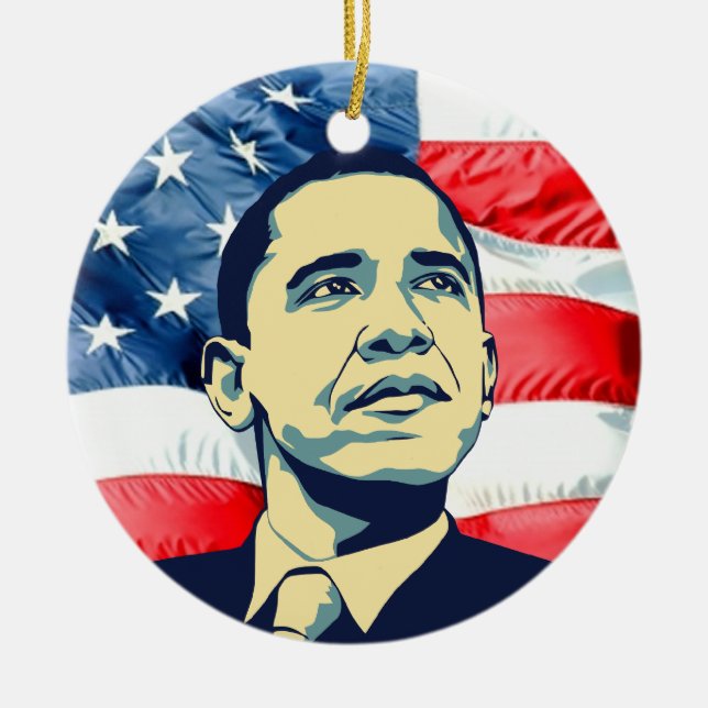 Barack Obama Ceramic Tree Decoration (Front)