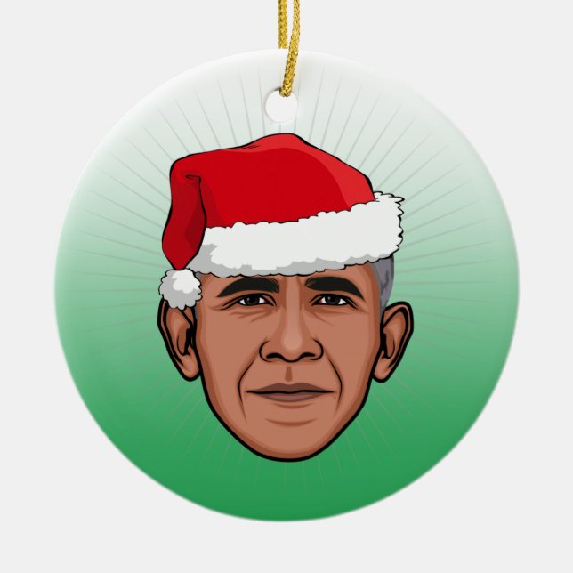 BARACK OBAMA Christmas Ceramic Tree Decoration (Front)