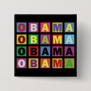 Barack Obama Colourful Rainbow 15 Cm Square Badge