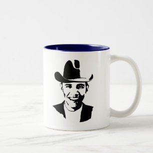 Barack Obama cowboy hat Two-Tone Coffee Mug