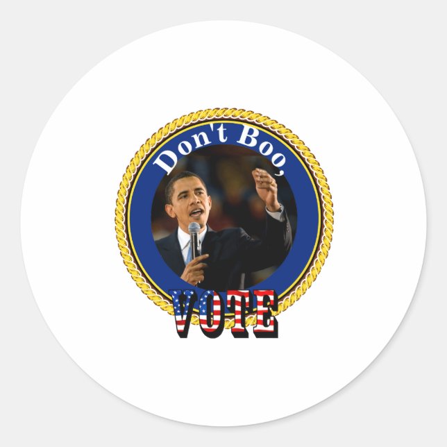 Barack Obama Dont Boo Vote  Classic Round Sticker (Front)
