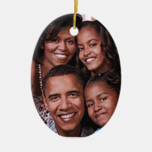 Barack Obama & family_ Ceramic Tree Decoration