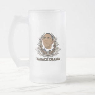 Barack Obama Frosted Glass Beer Mug