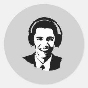 Barack Obama headphones Classic Round Sticker