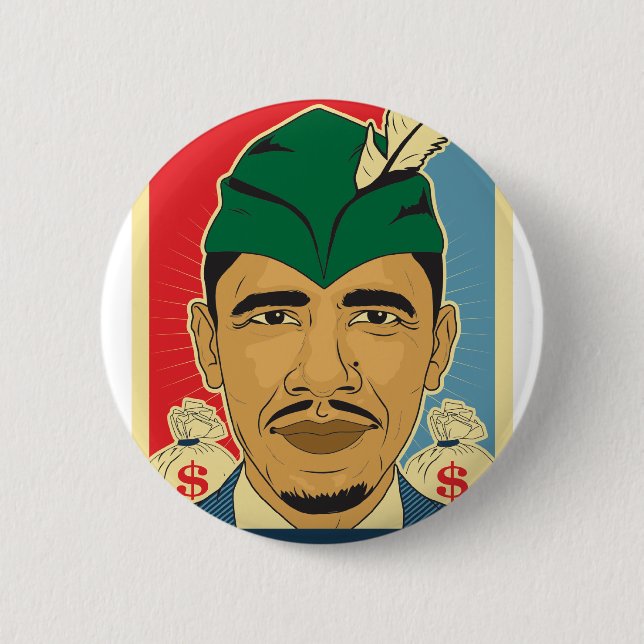 Barack Obama Hood Robin Hood Button Barrack Obama. (Front)
