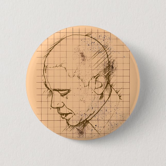 Barack Obama Line Drawing 6 Cm Round Badge (Front)