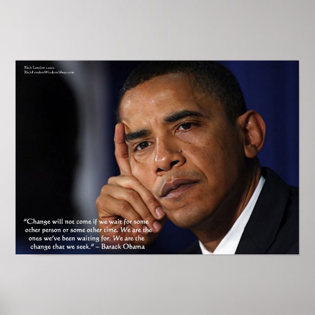 Barack Obama On "Change" Wisdom Quote Collectable  Poster (Front)