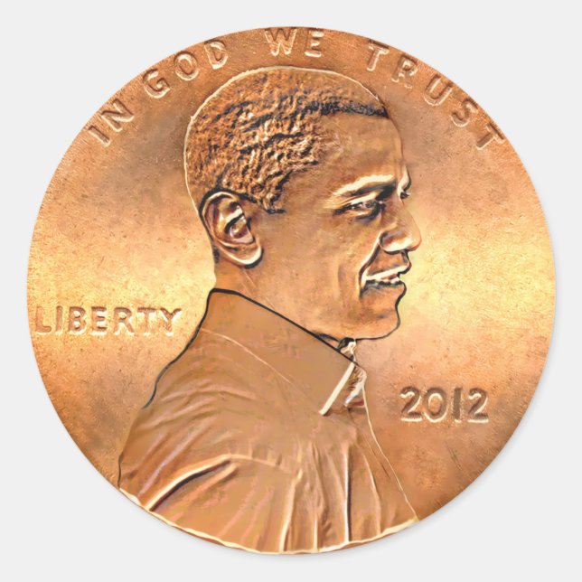 Barack Obama Penny 2012 Classic Round Sticker (Front)