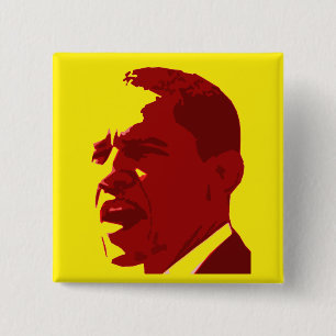 Barack Obama Portrait Button in Red on Yellow