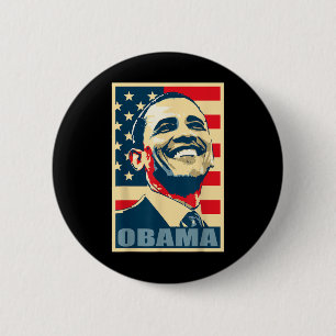 Barack Obama President 44 American Flag Happy Demo 6 Cm Round Badge