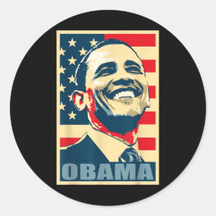 Barack Obama President 44 American Flag Happy Demo Classic Round Sticker