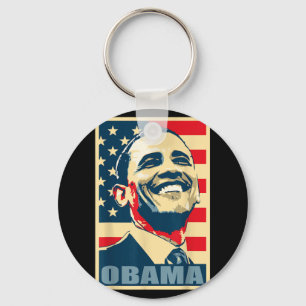 Barack Obama President 44 American Flag Happy Demo Key Ring