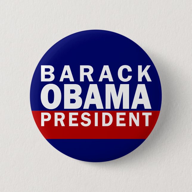 Barack Obama: President! (Pinback Button) 6 Cm Round Badge (Front)