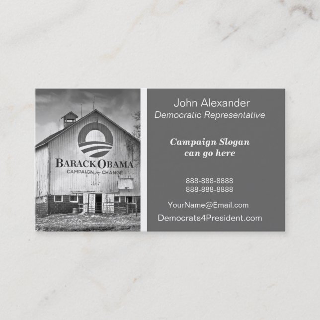 Barack Obama Presidential Campaign Barn Business Card (Front)