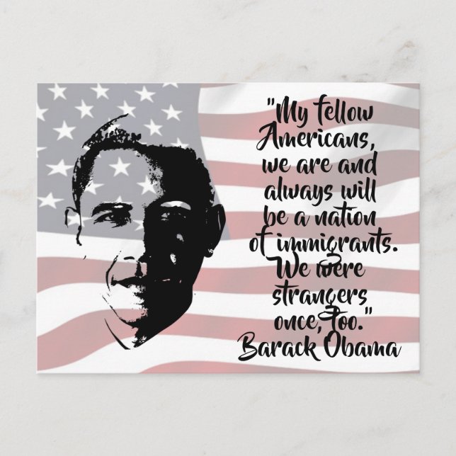 Barack Obama Quote with American Flag Postcard (Front)