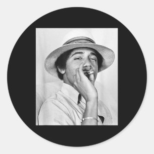 Barack Obama Retro Vintage Young Obama Smoking In  Classic Round Sticker