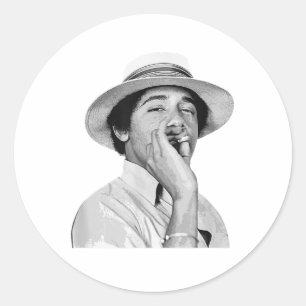 Barack Obama Retro Vintage Young Obama Smoking In Classic Round Sticker
