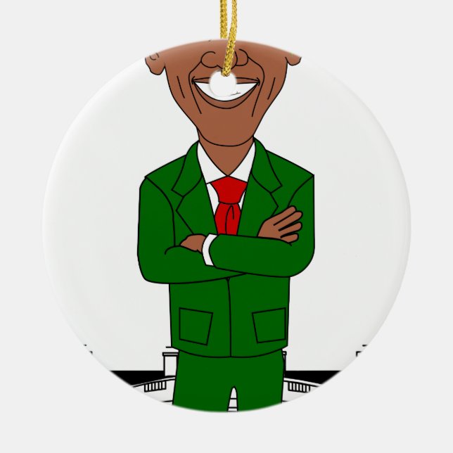 barack obama santa claus ceramic tree decoration (Front)