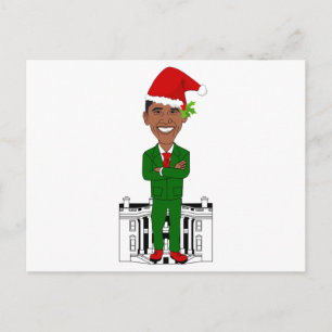 barack obama santa claus holiday postcard
