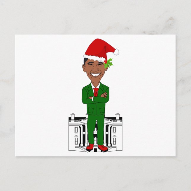 barack obama santa claus holiday postcard (Front)