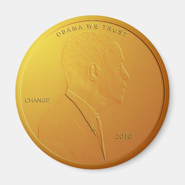 Barack Obama Shiny Penny Circular Magnet (Front)