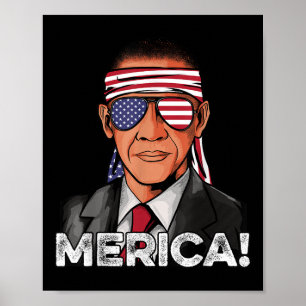 Barack Obama Shirt American Flag Sungles Usa 4th O Poster