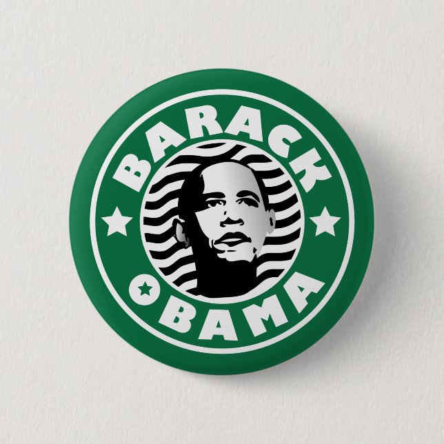 Barack Obama Star Caffeine 6 Cm Round Badge (Front)