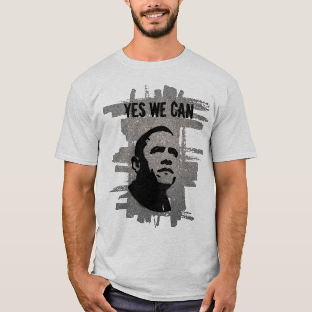 Barack Obama. Stencil Asphalt T-Shirt (Front)