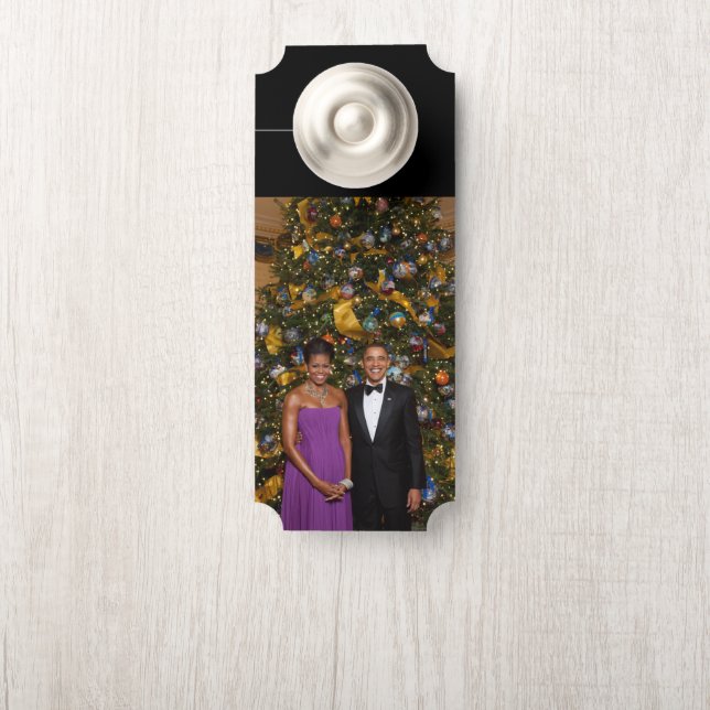 Barack Obama US President White House Christmas Door Hanger (On Knob)