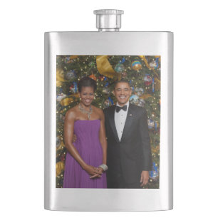 Barack Obama US President White House Christmas Fl Hip Flask