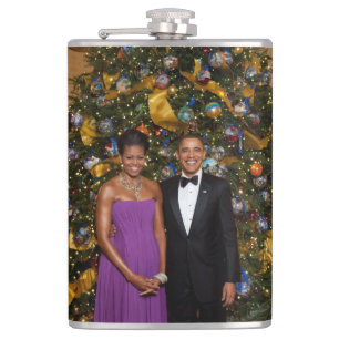 Barack Obama US President White House Christmas Hip Flask