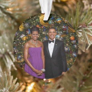 Barack Obama US President White House Christmas Ornament