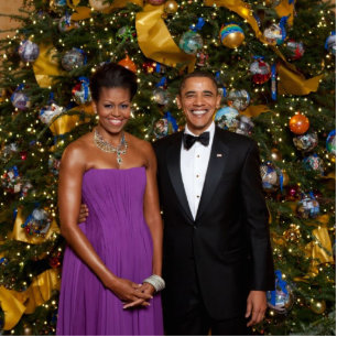 Barack Obama US President White House Christmas Photo Sculpture Magnet