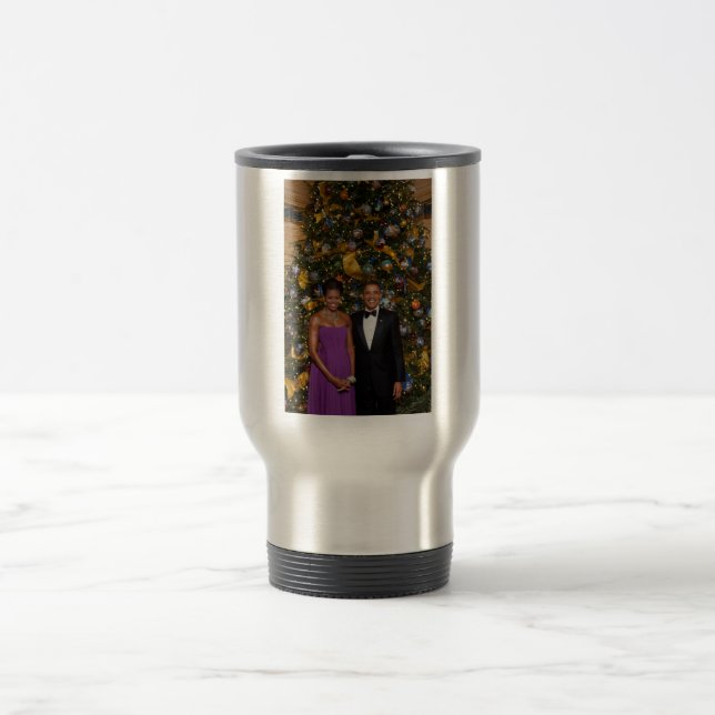 Barack Obama US President White House Christmas Travel Mug (Center)