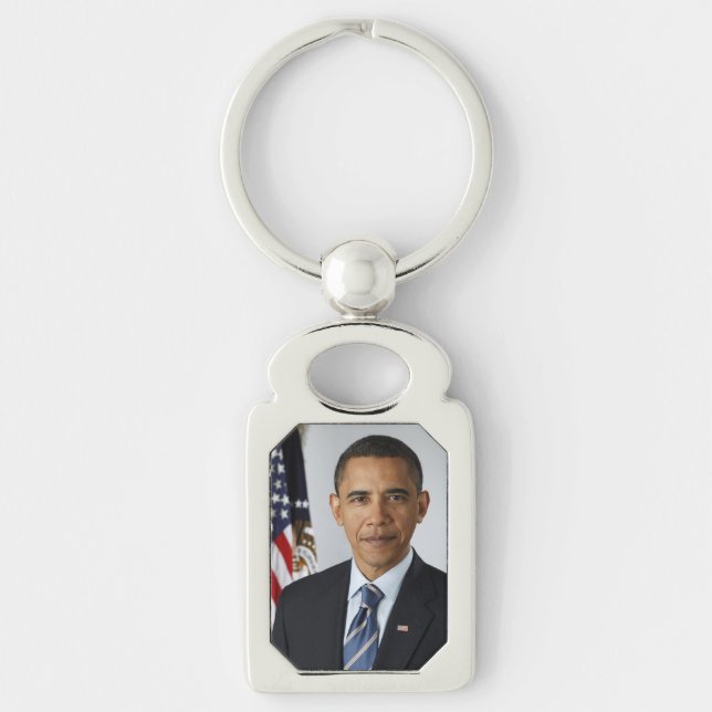 Barack Obama US President White House Portrait  Key Ring (Front)