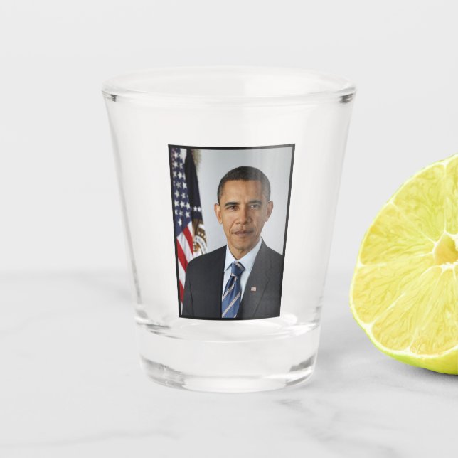 Barack Obama US President White House Portrait  Shot Glass (Front)