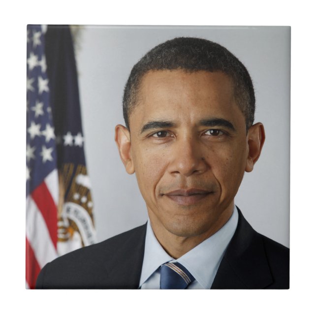 Barack Obama US President White House Portrait  Tile (Front)