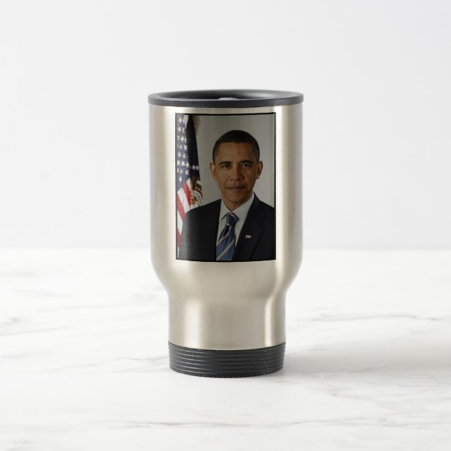 Barack Obama US President White House Portrait  Travel Mug (Center)