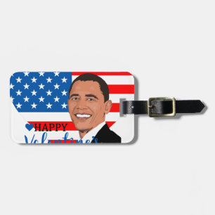 barack obama valentine luggage tag