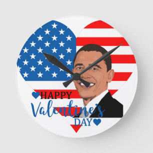 barack obama valentine round clock