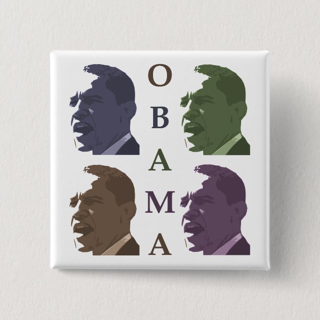 Barack Obama Washed Colour Campaign Button (Front)