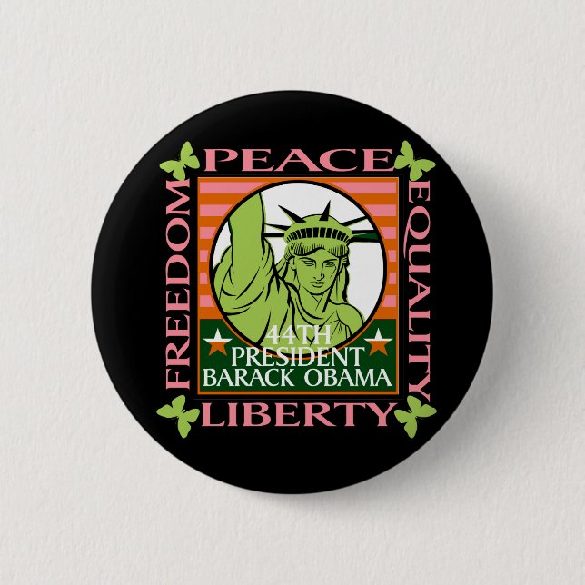 BARACK OBAMA WINS! 6 CM ROUND BADGE (Front)