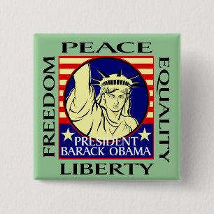 BARACK OBAMA WINS! - - Customised 15 Cm Square Badge