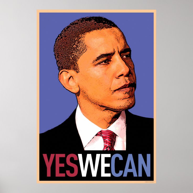 24 x 36 Yes We Can - Blue Pop Culture Graphics Barack Obama - Campaign Poster 