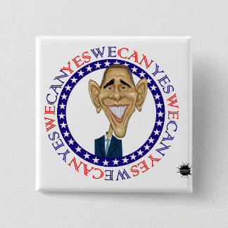 Barack Obama Yes We Can - Red and Blue 15 Cm Square Badge