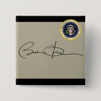 Barack OBAMA's First SIGNATURE as US President 15 Cm Square Badge