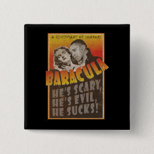 Baracula - Barack Obama Movie Poster 15 Cm Square Badge