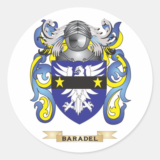 Baradel Coat of Arms (Family Crest) Classic Round Sticker (Front)