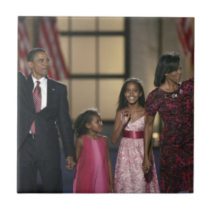 Barak Obama family wave Tile