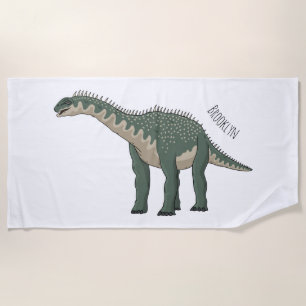 Barapasaurus cartoon illustration beach towel